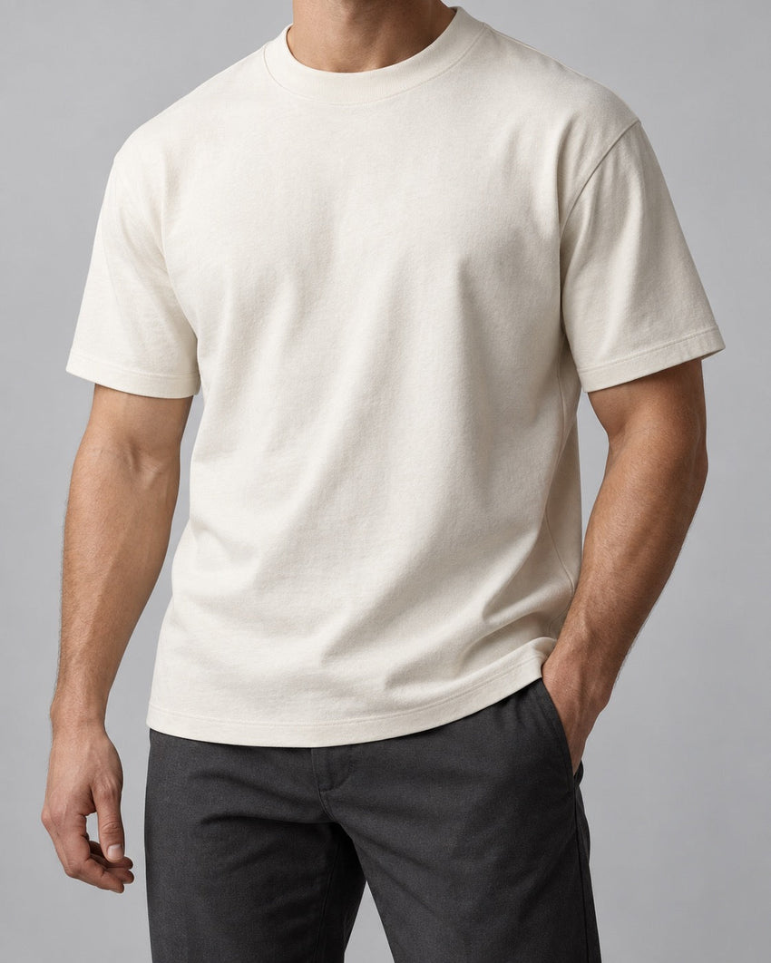 AI development concept of the bone heavyweight everyday tee. Final production details pending.