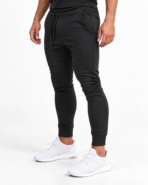 AI development visualization of Space Black ND 3.0 Everyday Joggers with angled open hip pockets, black drawcord and ribbed cuffs.