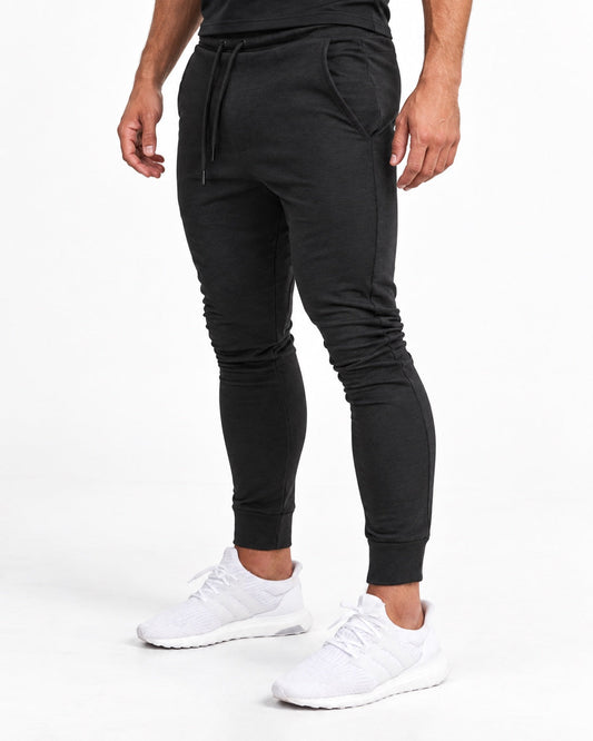 AI development visualization of Space Black ND 3.0 Everyday Joggers with angled open hip pockets, black drawcord and ribbed cuffs.