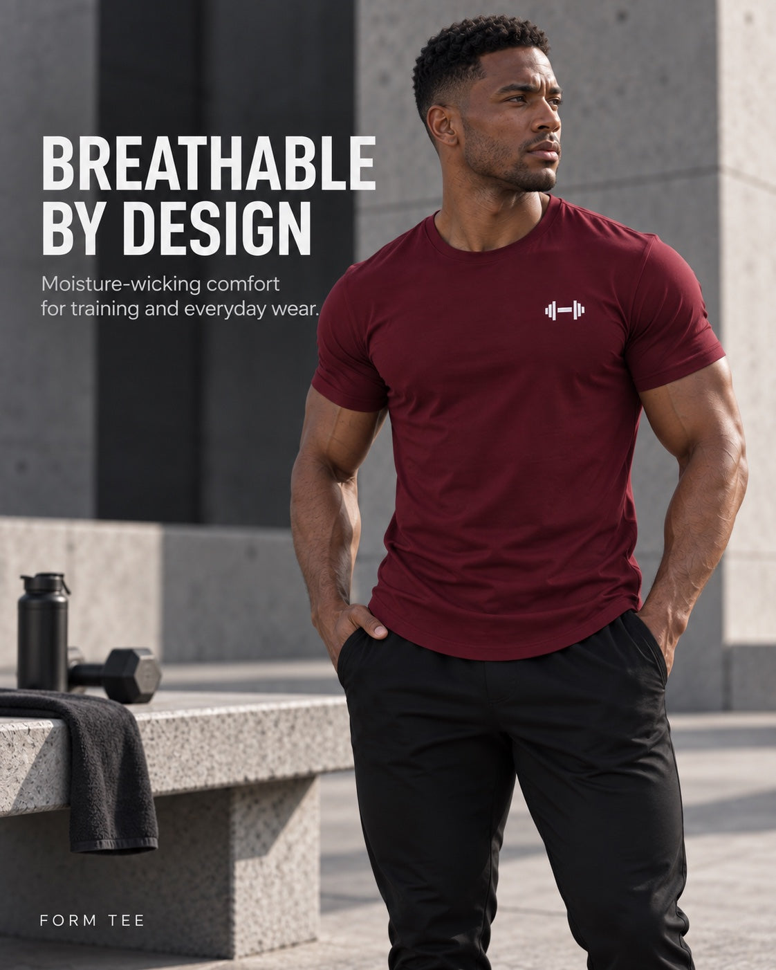 Form Tee active comfort — promotional image illustrating breathable, moisture-wicking wear.