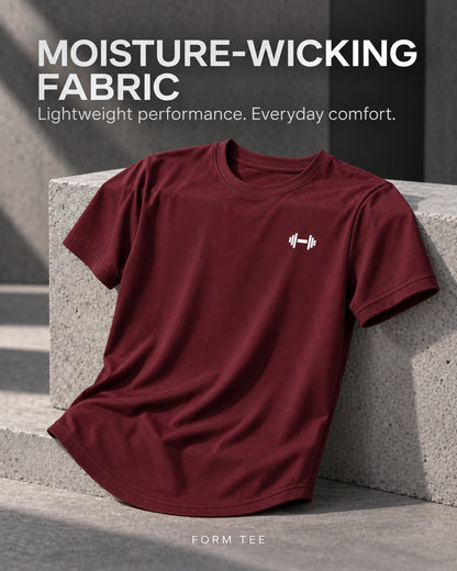 Form Tee breathable, moisture-wicking fabric — conceptual promotional detail image.