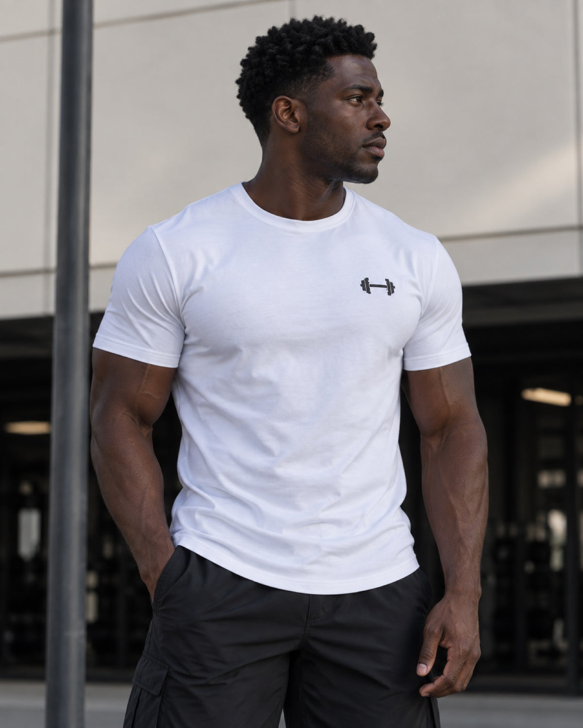 Form Tee in White on an athletic build.