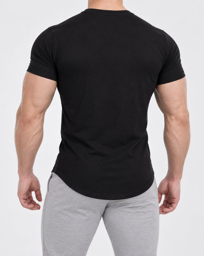 Sculpt Tee in Black viewed from the back