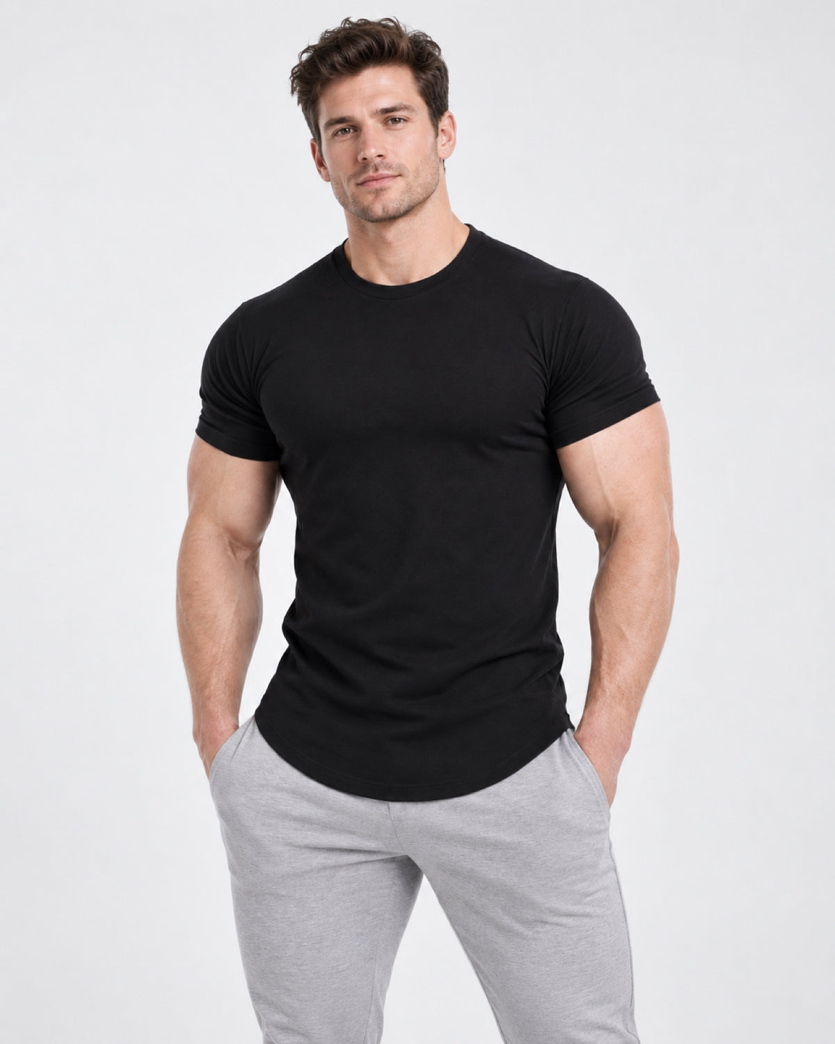 Sculpt Tee in Black, clean studio front view.