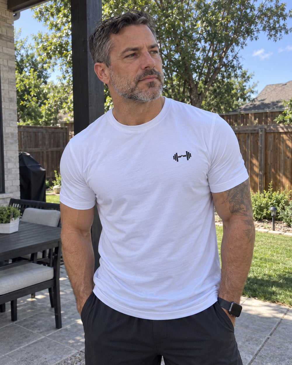 Form Tee styling portrait. The Sweat District styling image.