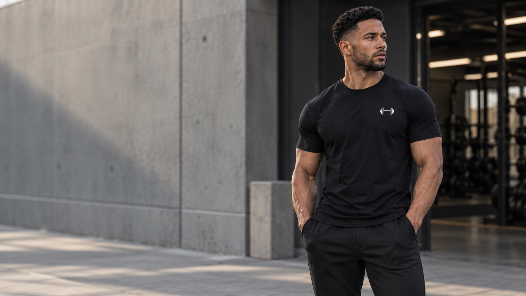 Form Muscle Tee campaign photographed outside the gym